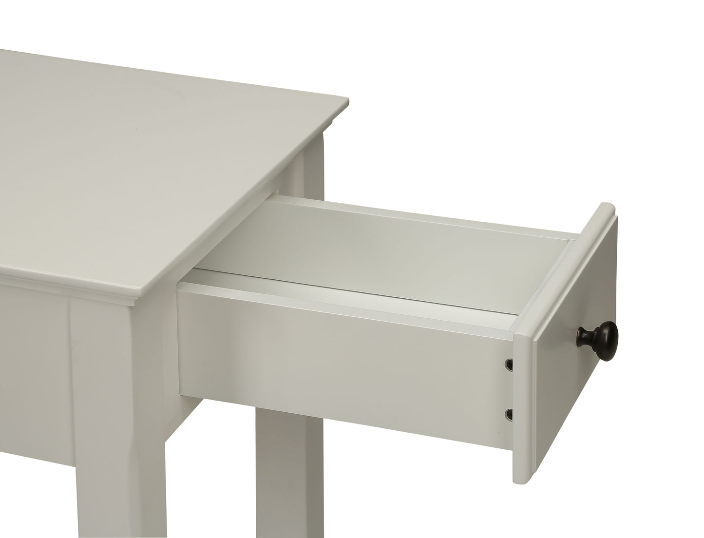 Bertie White Finish Accent Table with Storage Drawer & Shelf