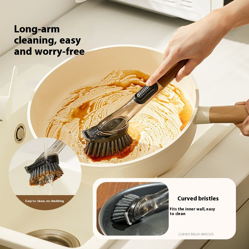 Multifunctional Walnut Two-in-One Liquid Adding Cleaning Brush - Home Kitchen