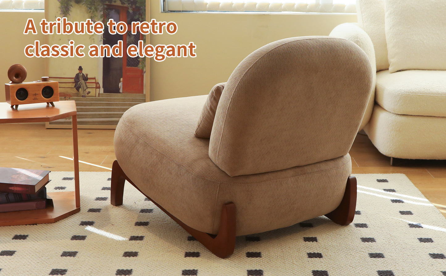 Cozy Accent Chair with Solid Wood Legs - Set of 2, Camel