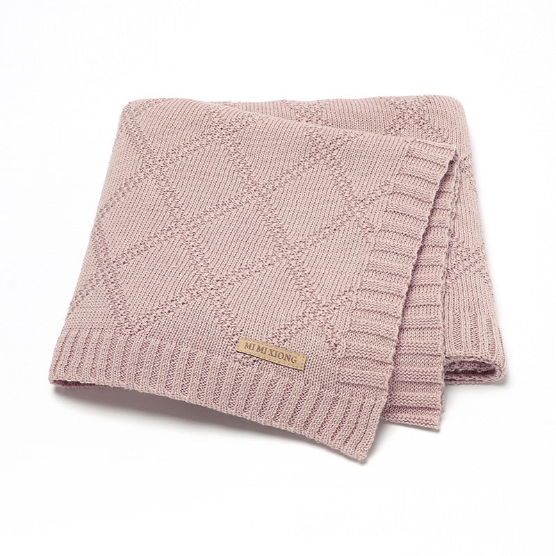 Baby Knitted Blanket 70x90cm Cotton Solid Color Bedding for Toddler