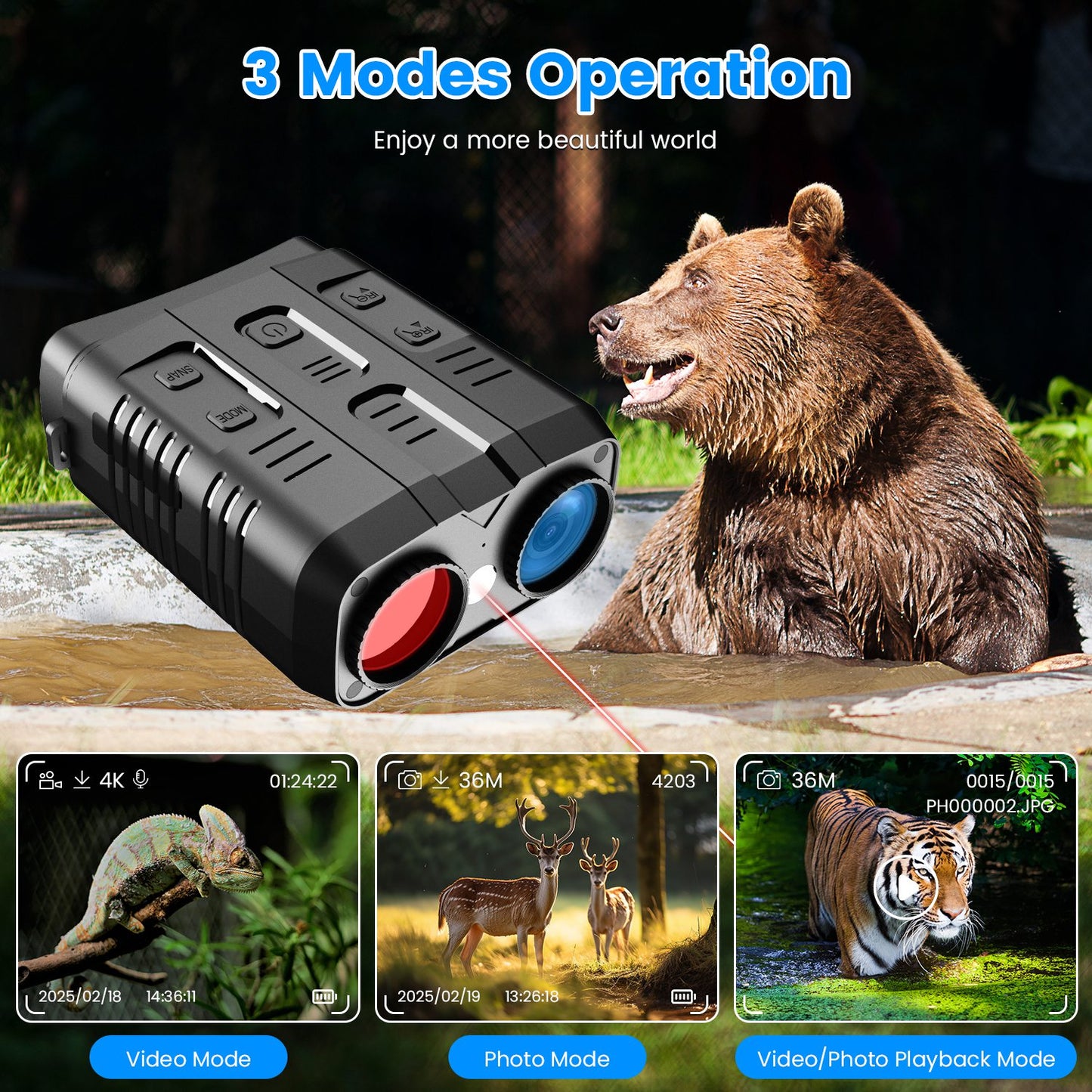 4K Night Vision Goggles with 10X Zoom & 2624ft Range
