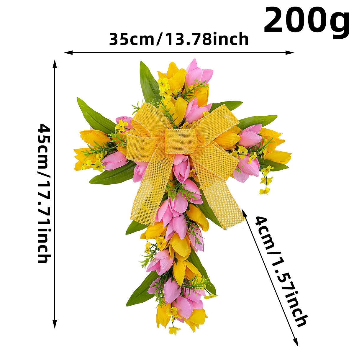 Emulational Flower Vine Circle Decor Door Wall Pendant - Home & Garden
