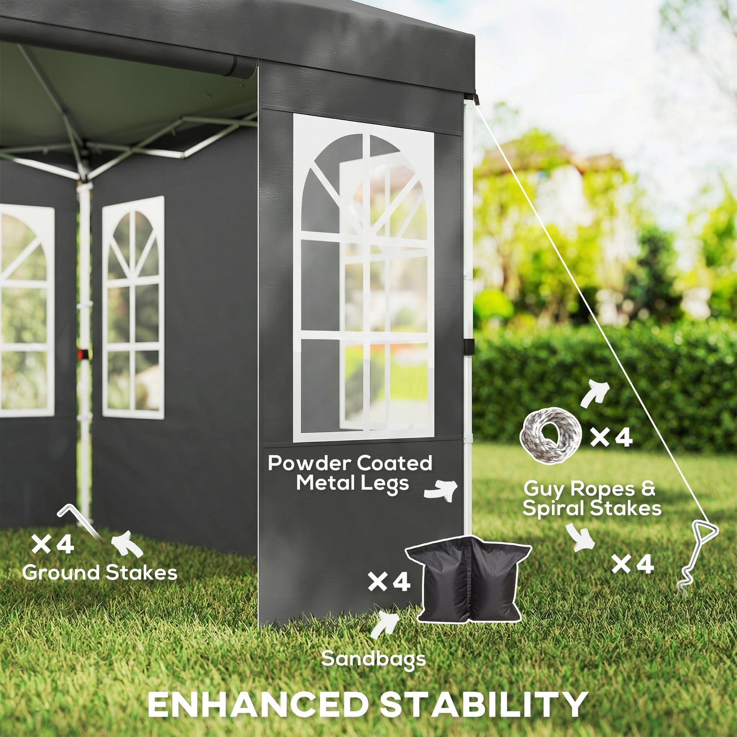 9.6x9.6 ft Pop Up Canopy Tent with UPF 50+ Protection - Dark Gray