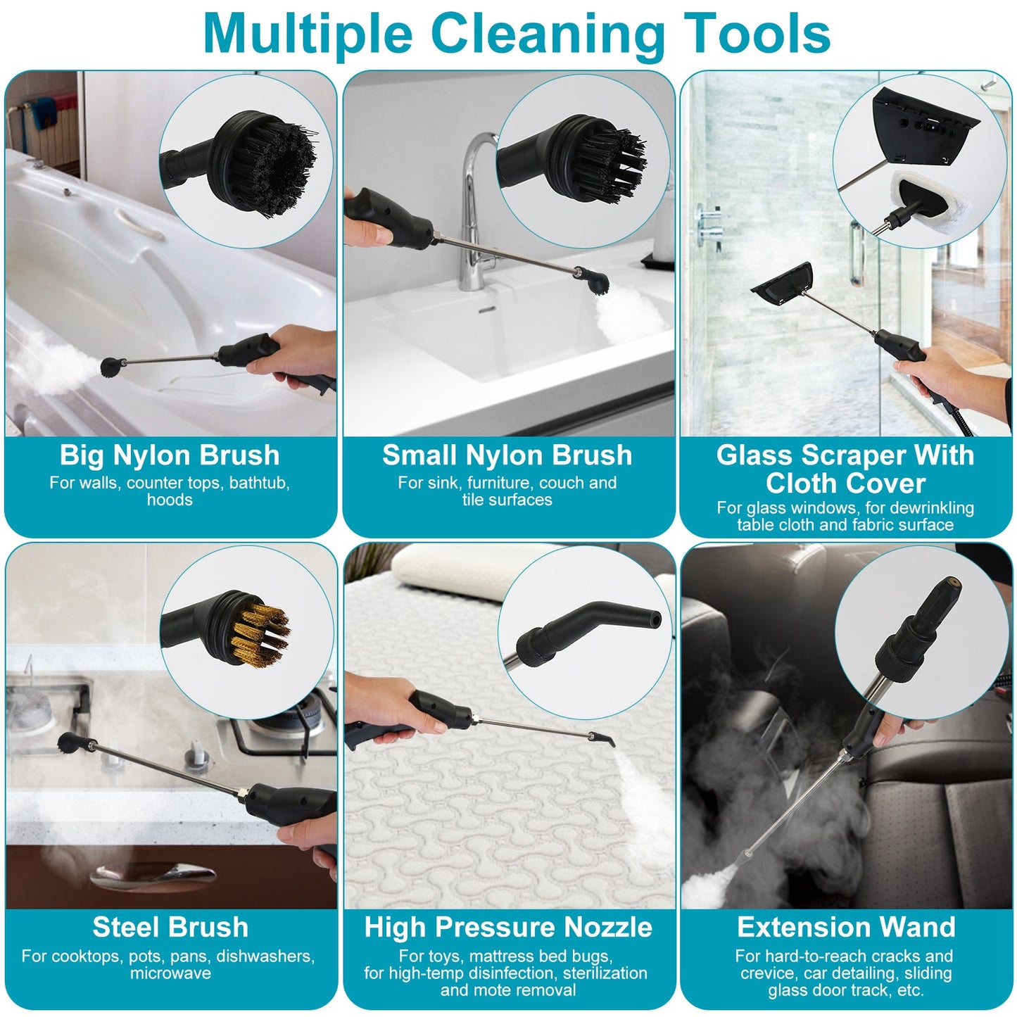 2500W Handheld Steam Cleaner for Car, Floor, Mattress, Windows & More