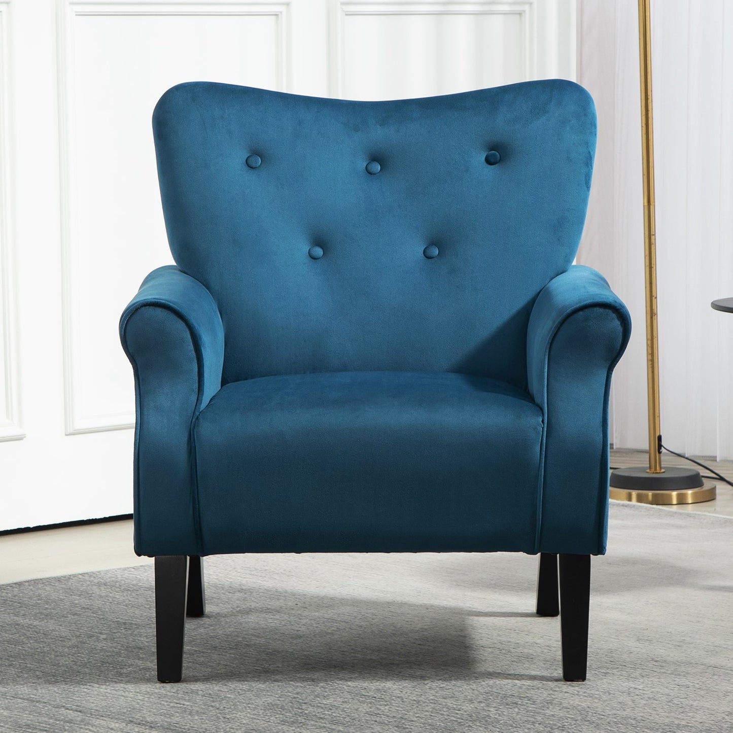 Mid-Century Modern Wingback Accent Chair, Upholstered Fabric Armchair
