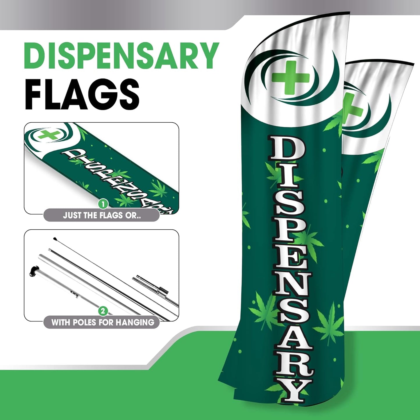 Windless Flag and Pole Assembly Kit - Durable 2.5x12 ft Flag