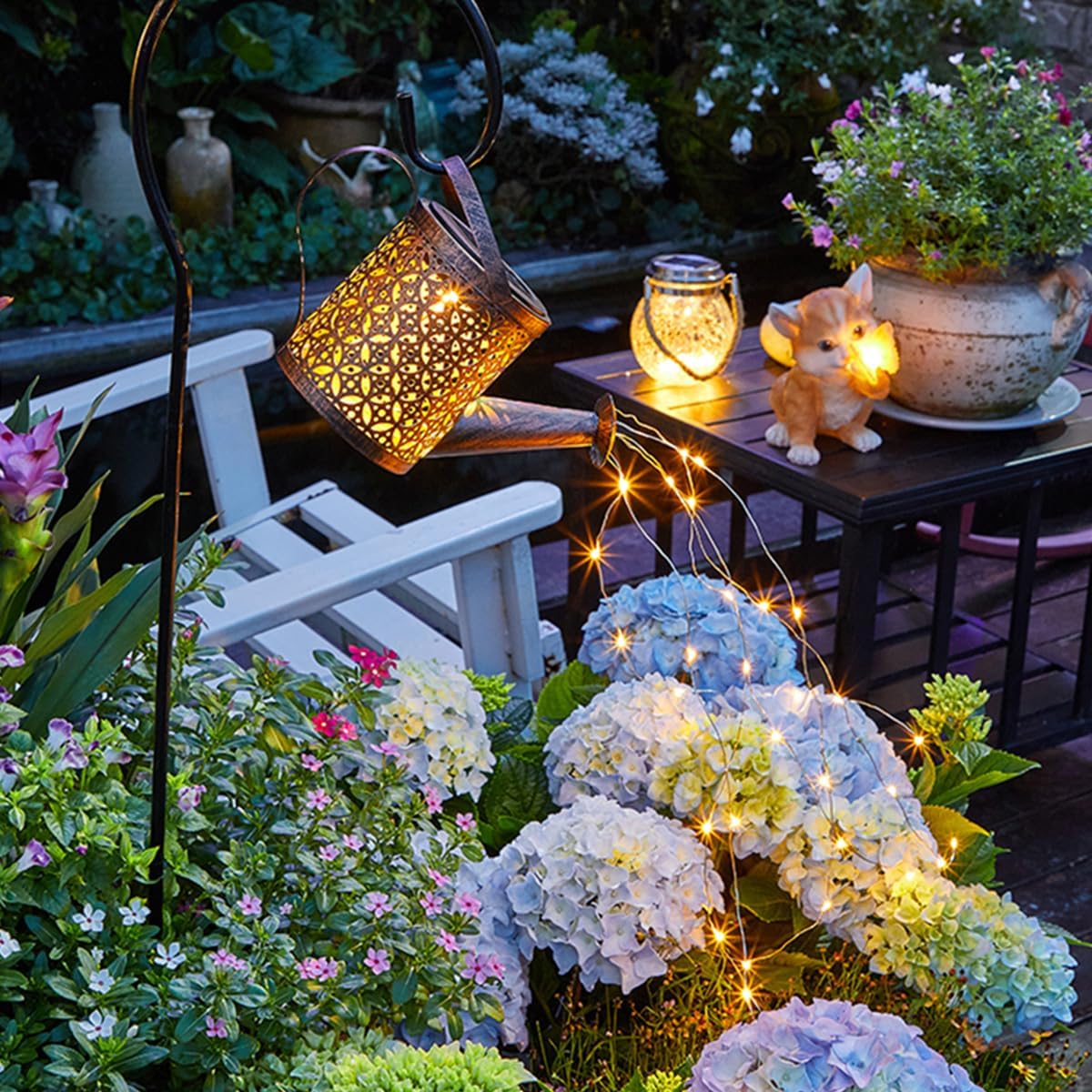 2-Pack Solar Watering Can String Lights - Outdoor Garden Decor