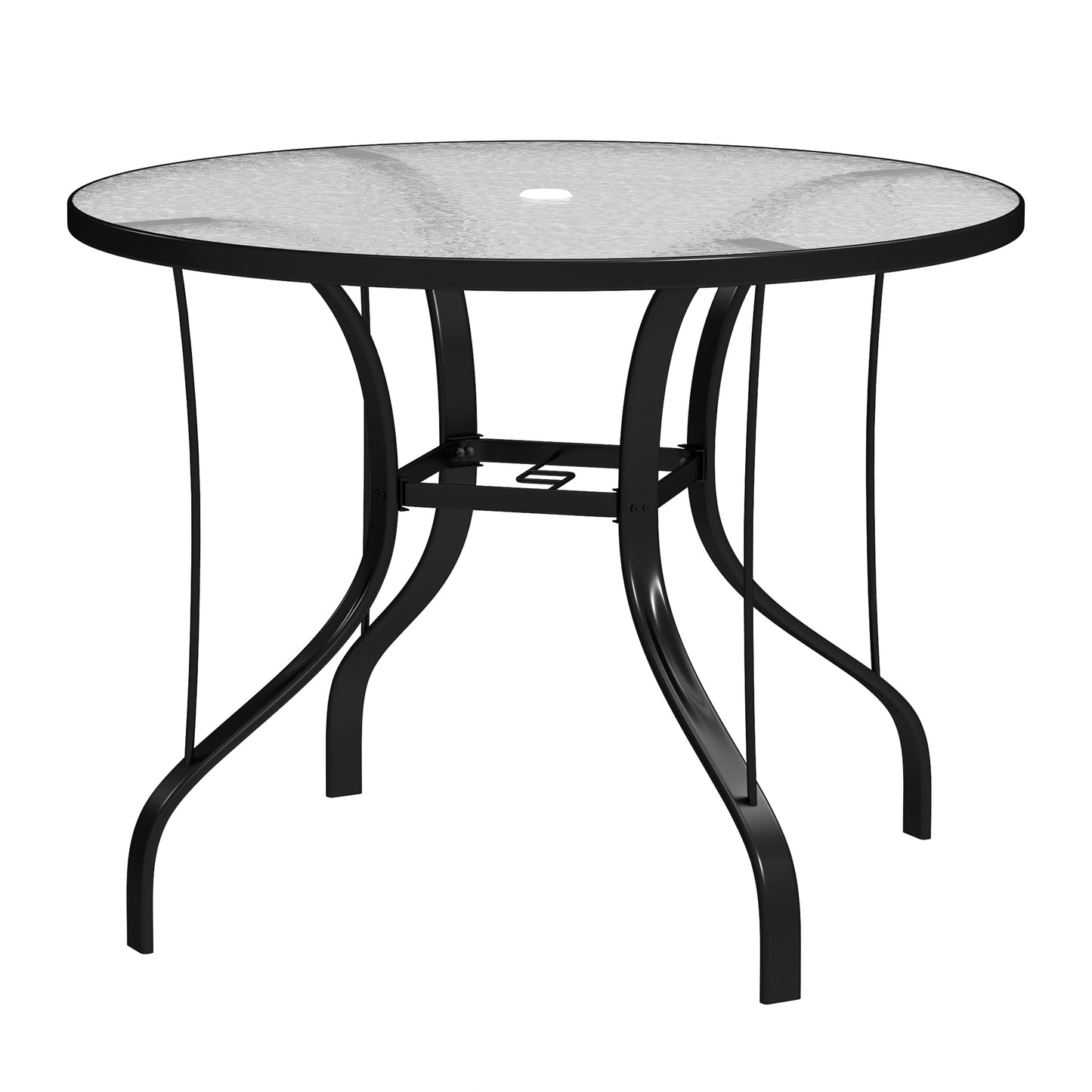 38" Round Outdoor Dining Table with Umbrella Hole - Black