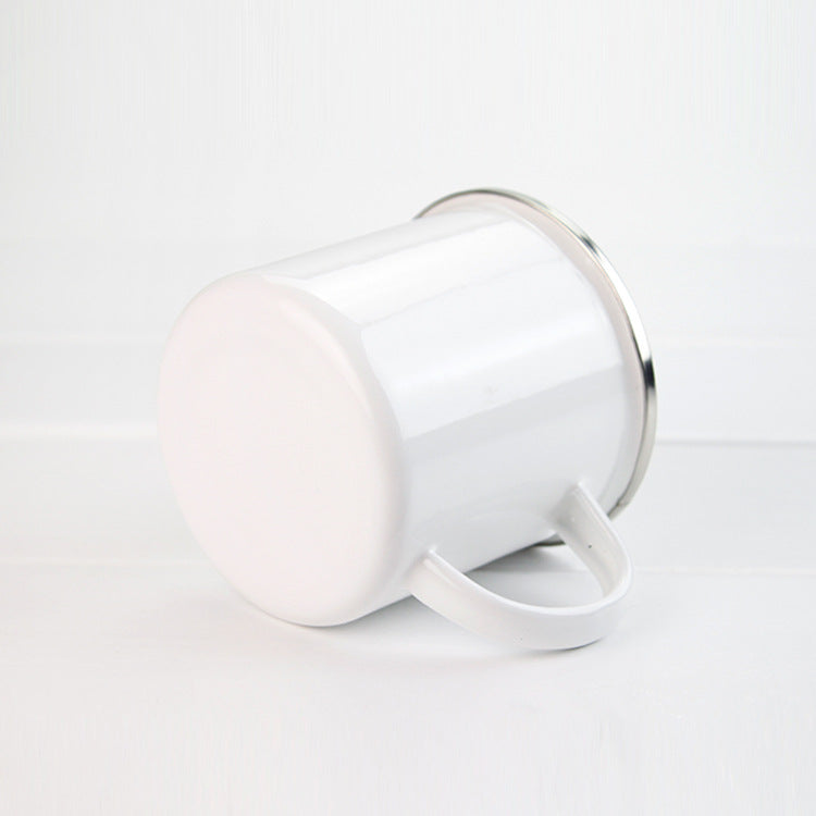 Stainless Steel Enamel Mug with Edge Coating 375ML White Kitchen Drinkware