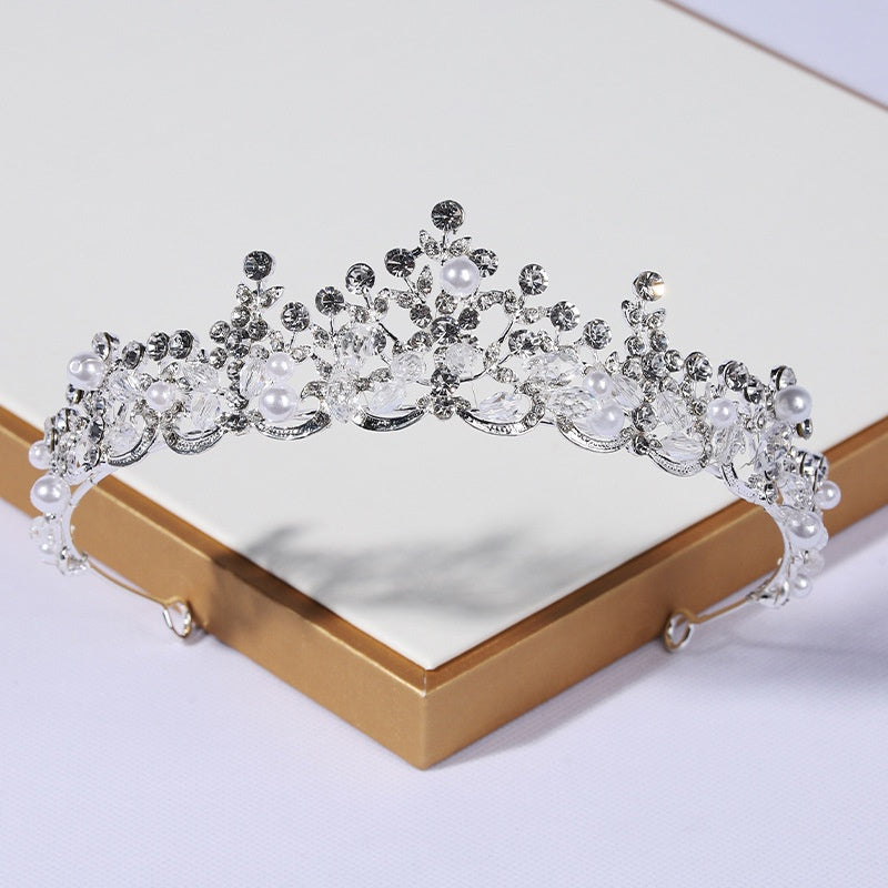 Elegant Handmade Crown Bridal Hair Accessory for Weddings - Silver