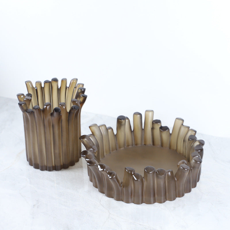 Modern Minimalist Resin Vase & Fruit Plate Set - Transparent Home Decor