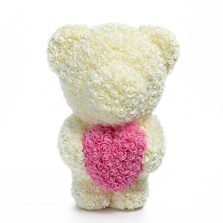 Immortal Rose Bear Heart Gift - Handmade Floral Decoration for Home & Party