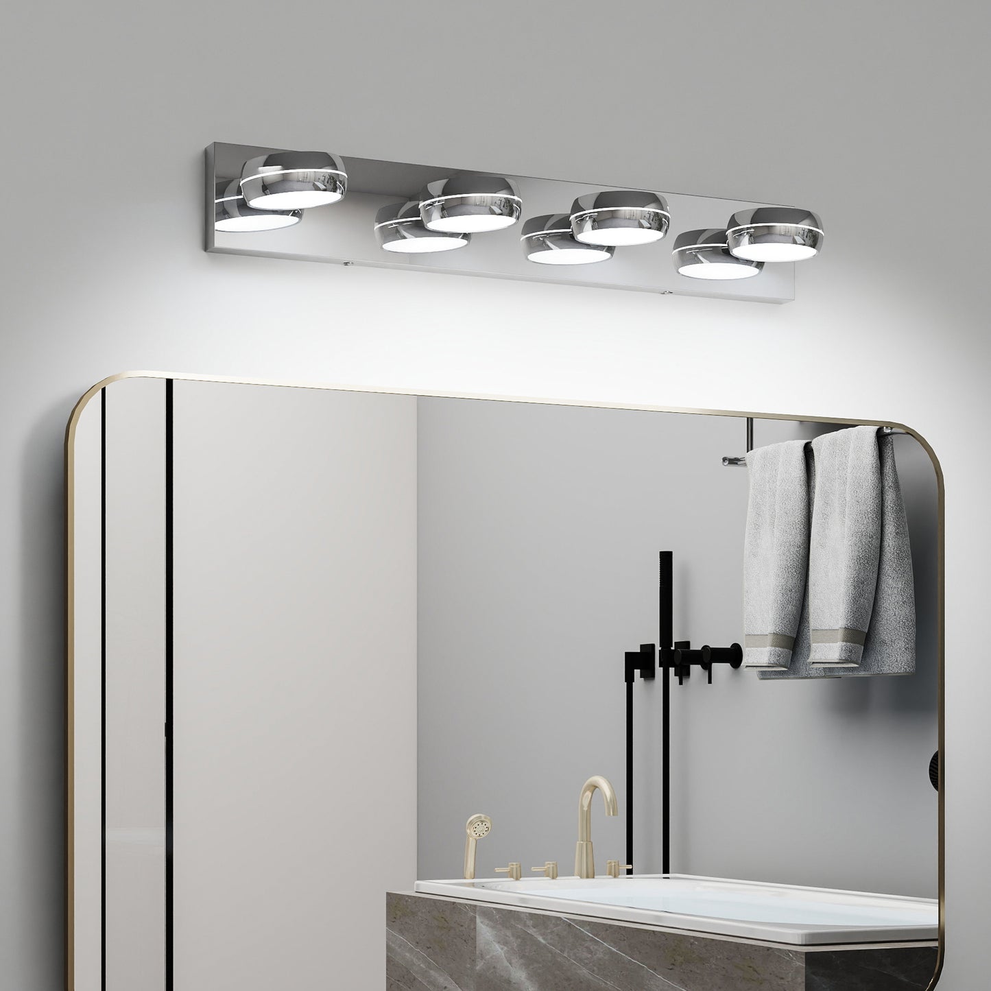 Modern 28in LED Vanity Light Fixture for Bathroom - Chrome
