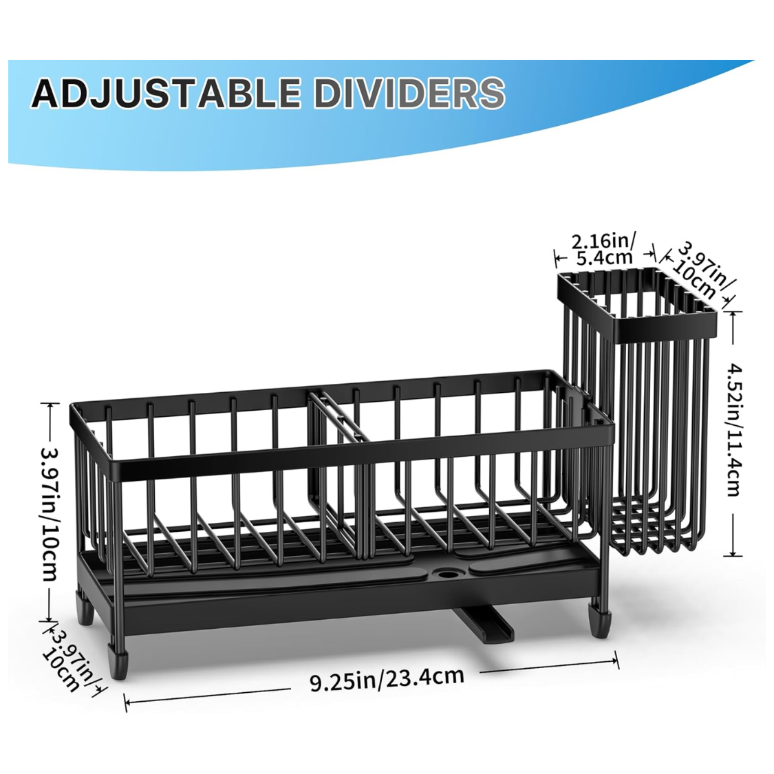 Kitchen Sink Caddy Organizer with Rotatable Brush Holder - Black