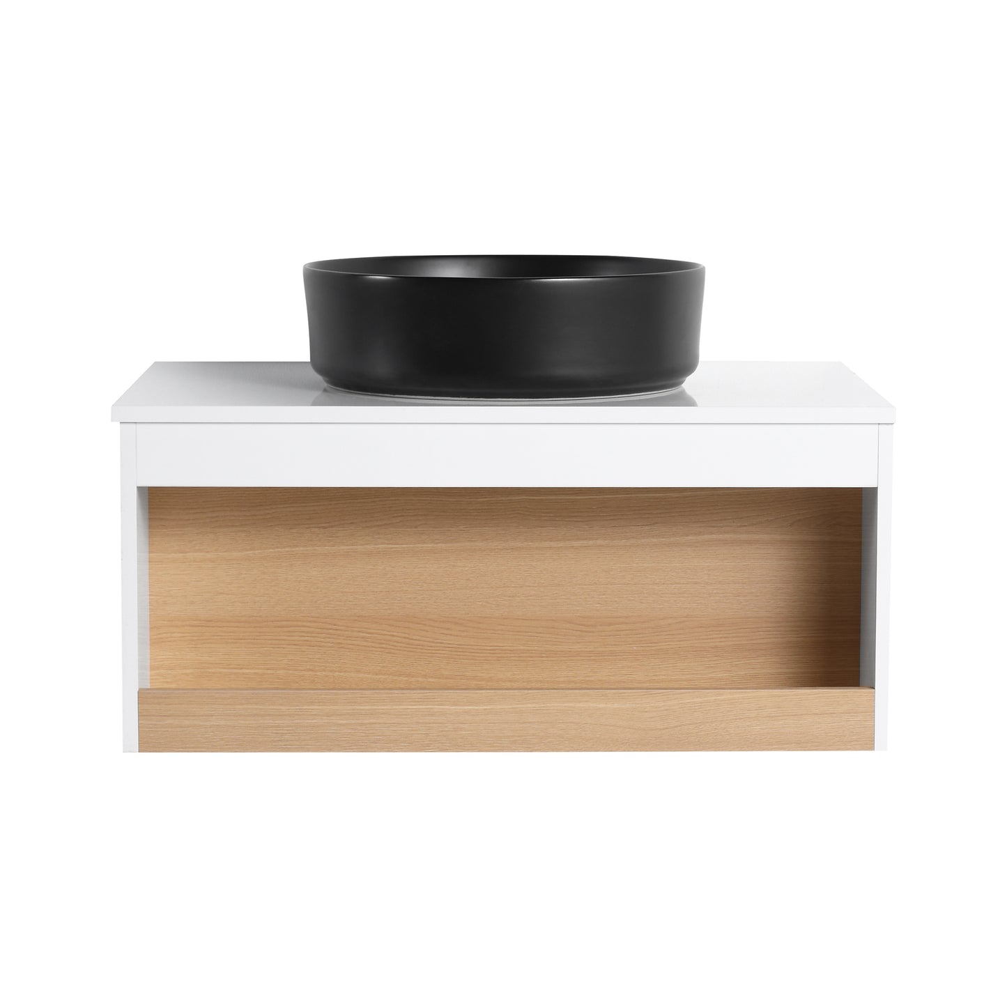 30" Floating Bathroom Vanity with Round Vessel Sink - White