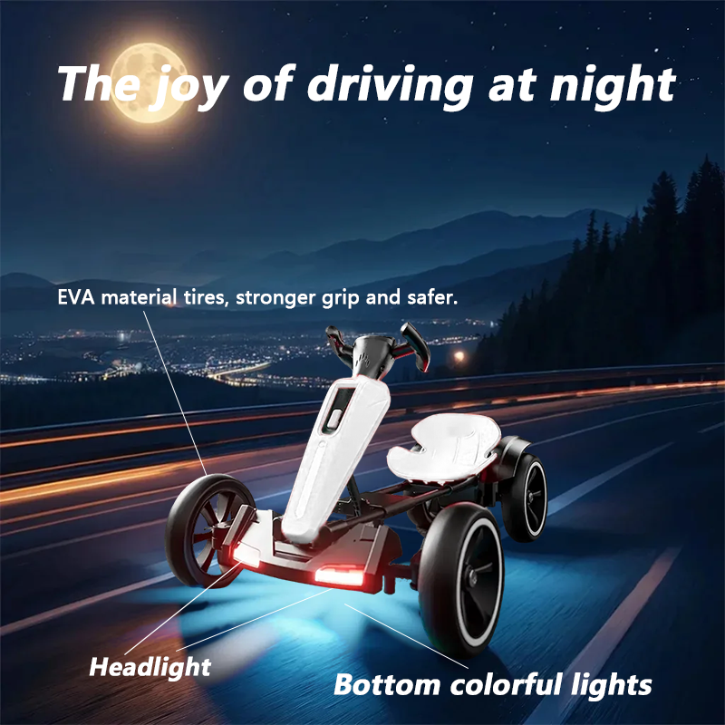 12V Electric Kids Pedal Go Kart with Adjustable Seat - White
