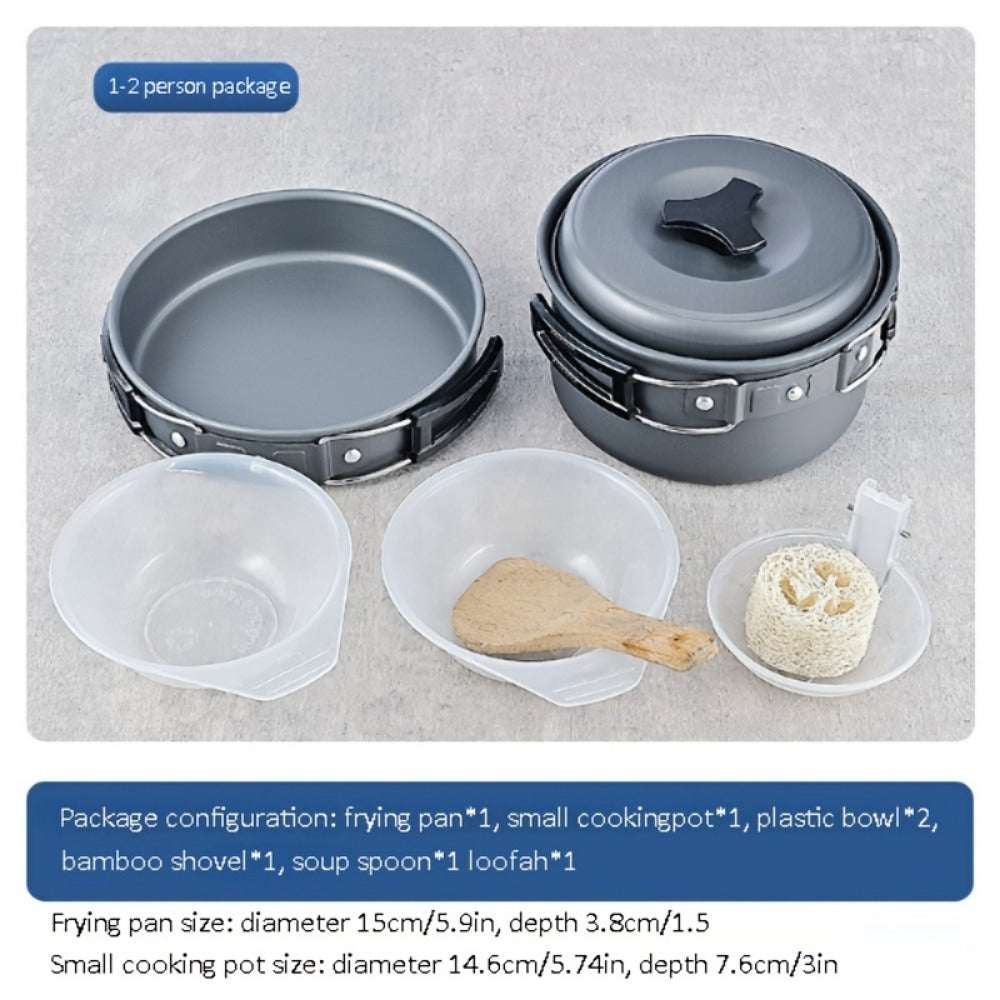 Camping Pot Set for 1-3 People - Folding Cookware for BBQ & Picnic