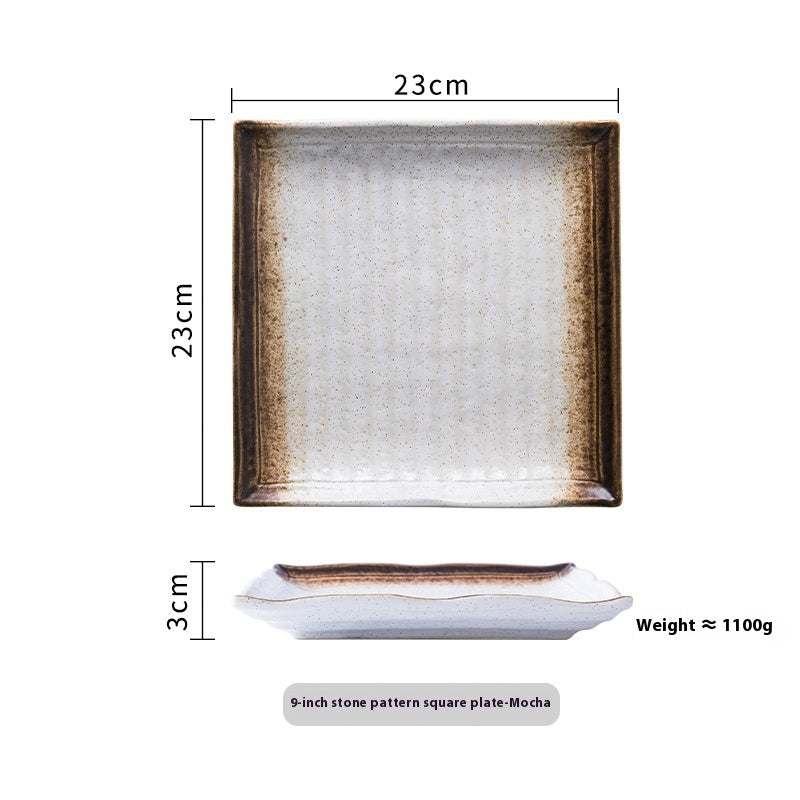 Ceramic Sushi Plate - 9-Inch Square Porcelain Tableware for Kitchen & Dining