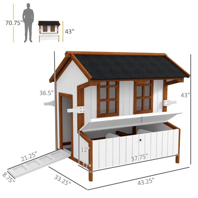 Wooden Chicken Coop for 3-5 Hens with Nesting Box & Waterproof Roof