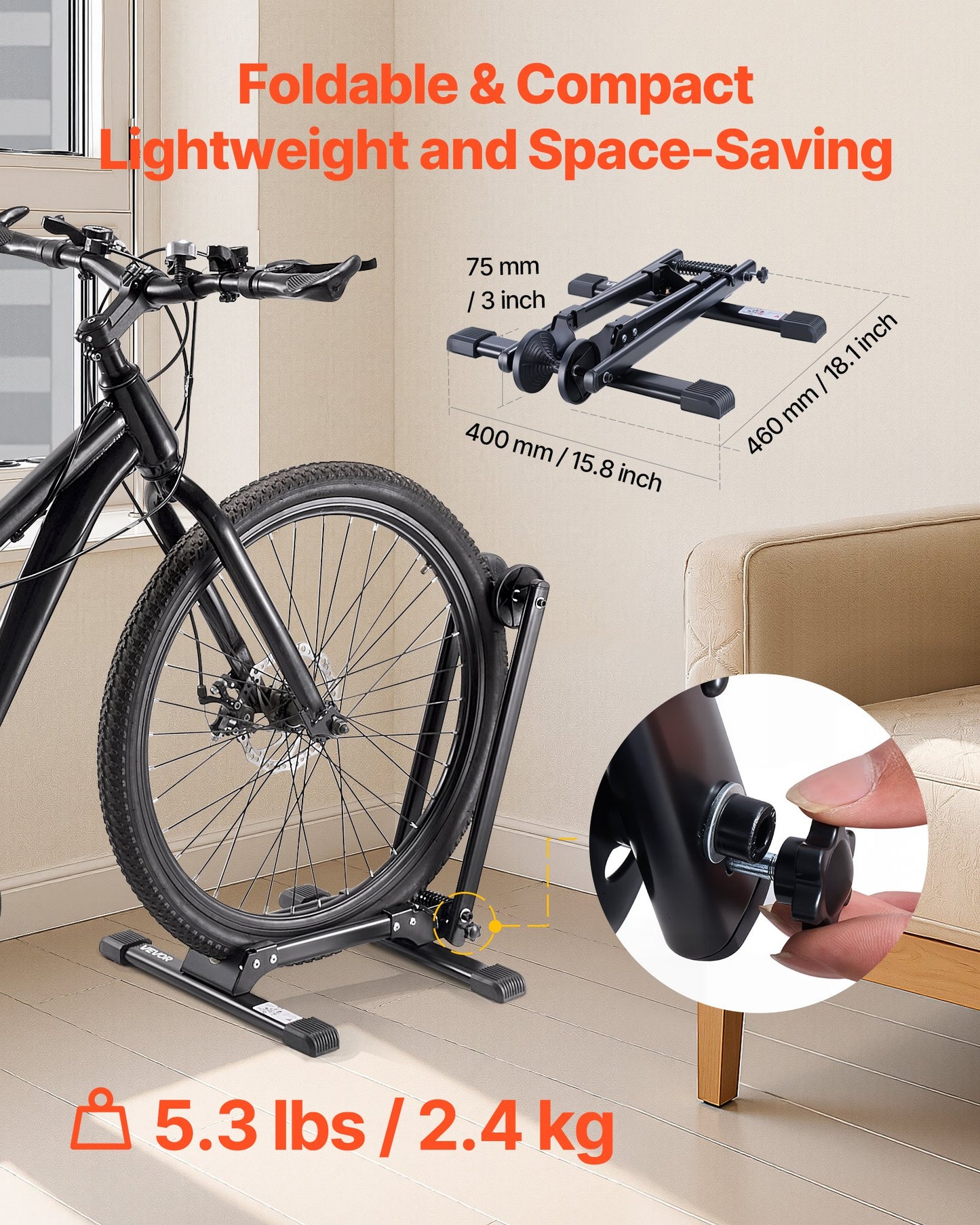 Foldable Bike Rack for 20-29 Inch Mountain & Road Bikes 2 Pack - Black