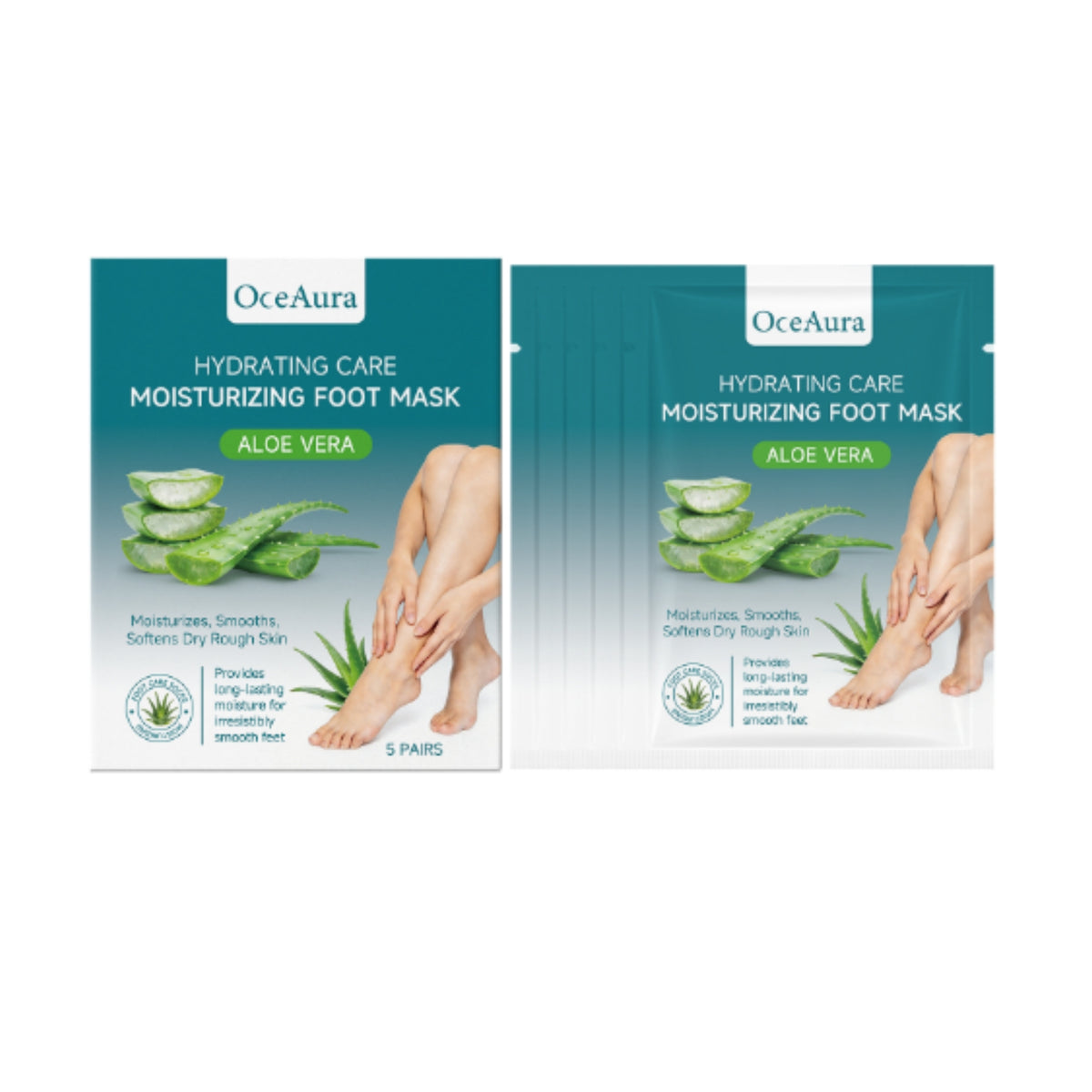 Aloe Moisturizing Foot Mask Set - 5 Pairs Hydrating Foot Care Socks