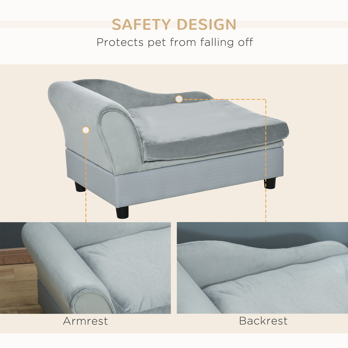 Luxury Dog Couch Bed with Hidden Storage - Soft Foam Pet Sofa for Small Dogs & Cats