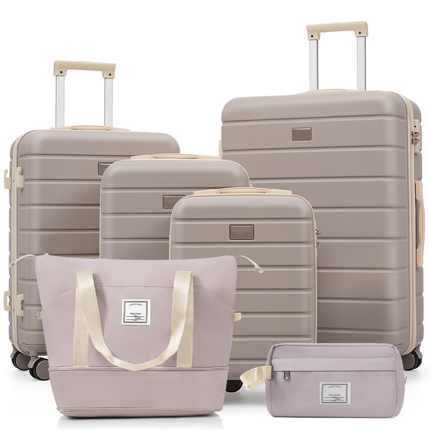 6-Piece Hardside Luggage Set with TSA Lock - Brown
