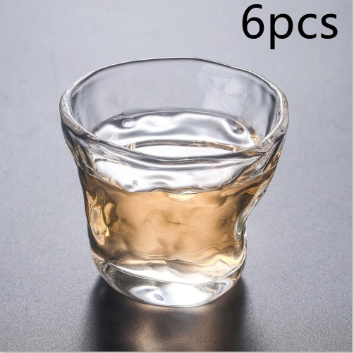 Heat-Resistant Glass Teacup Set with Hammered Pattern - Thick Tea Cups