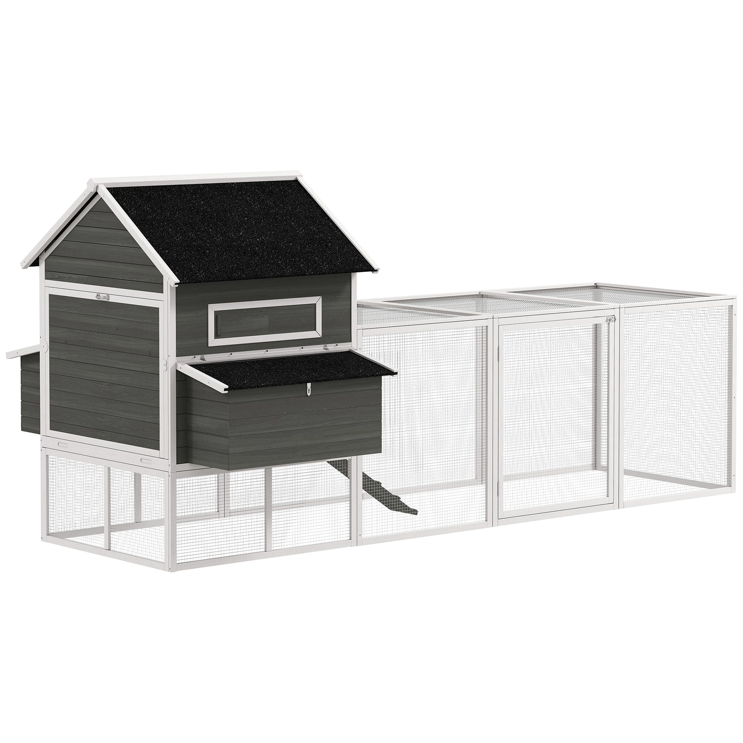 137-Inch Wooden Chicken Coop for 4-6 Chickens - Dark Gray Backyard Poultry House