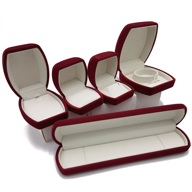 Velvet Jewelry Box with Big Belly Style Oval Compartments for Necklaces Rings and Earrings