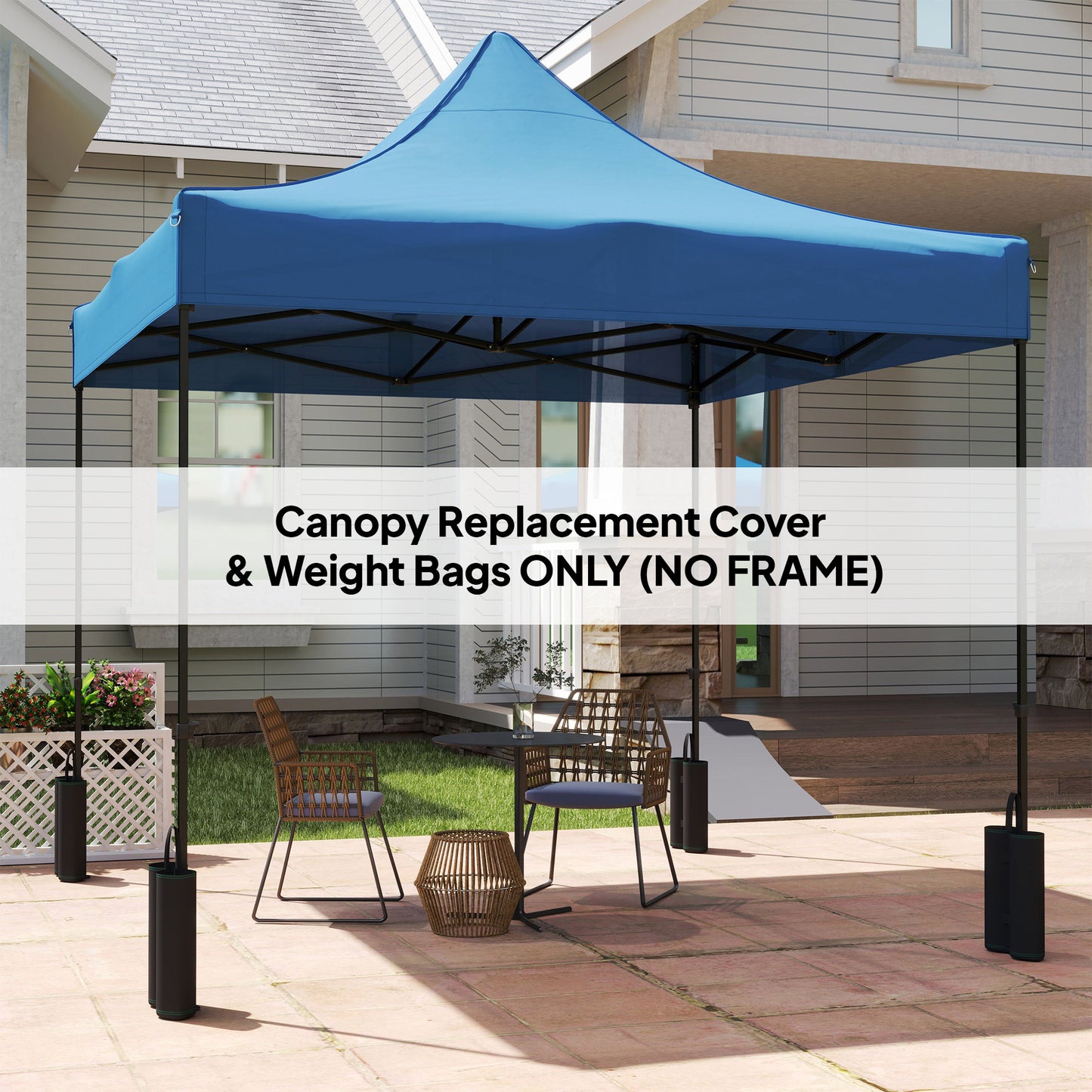 10x10 Replacement Canopy Top with Sand Bags - Navy Blue