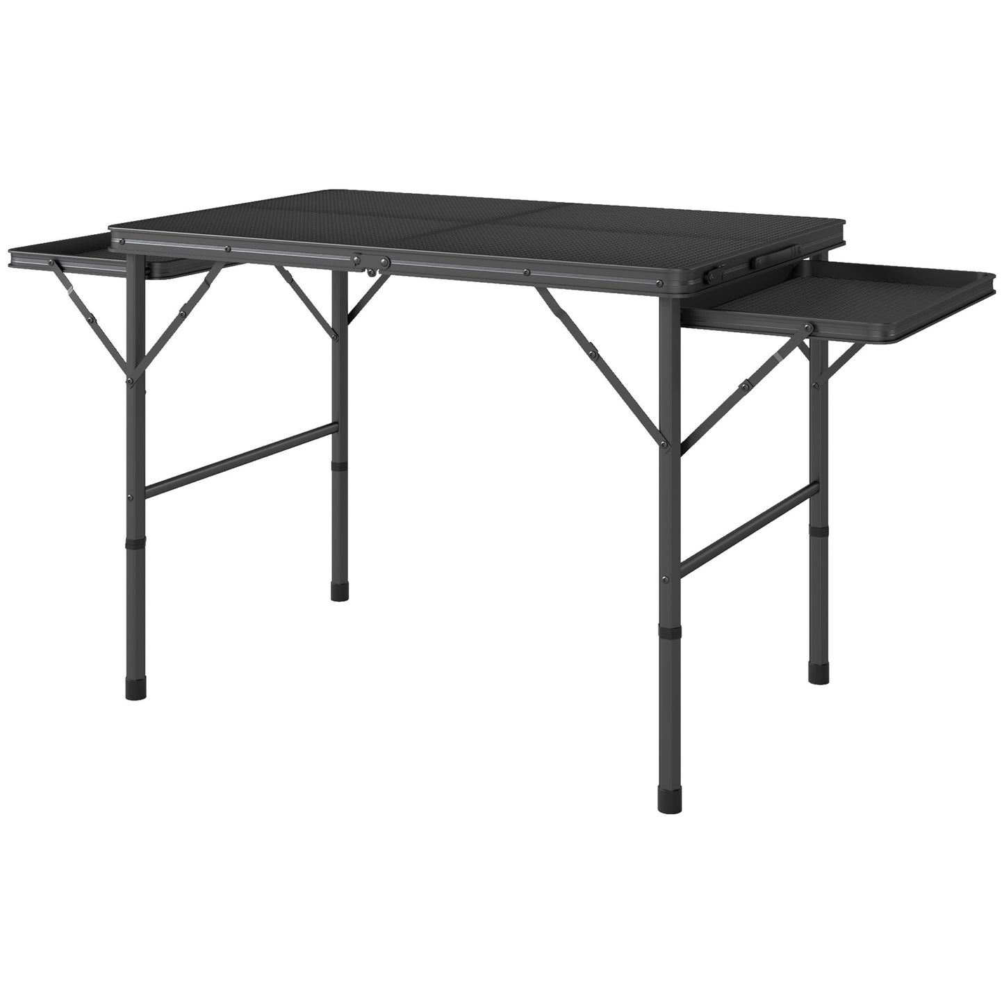 4.5ft Folding Camping Table - Adjustable Height with Side Wings