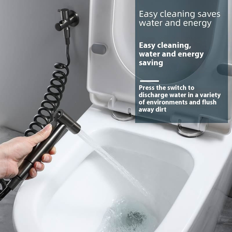High Pressure Water Spray Gun with Spring Tube for Toilet and Bathroom Use