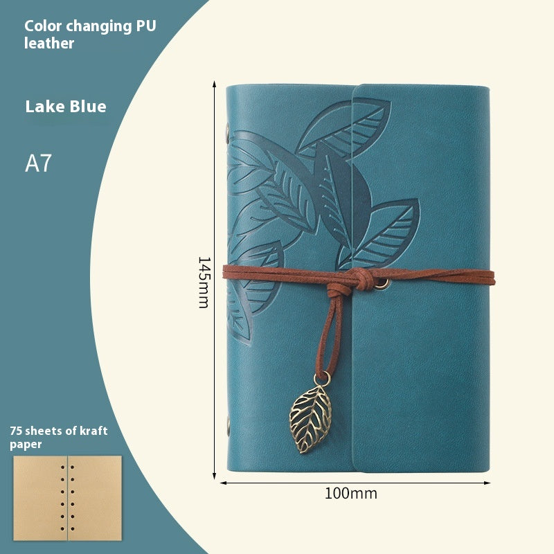 Vintage Travel Notebook - Loose Leaf Diary with Imitation Leather Cover