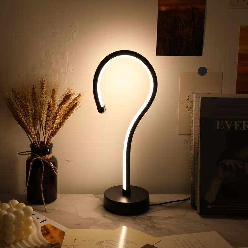 2-Pack Creative Question Mark Shape Table Lamps with 3 Color Dimmable USB Night Lights