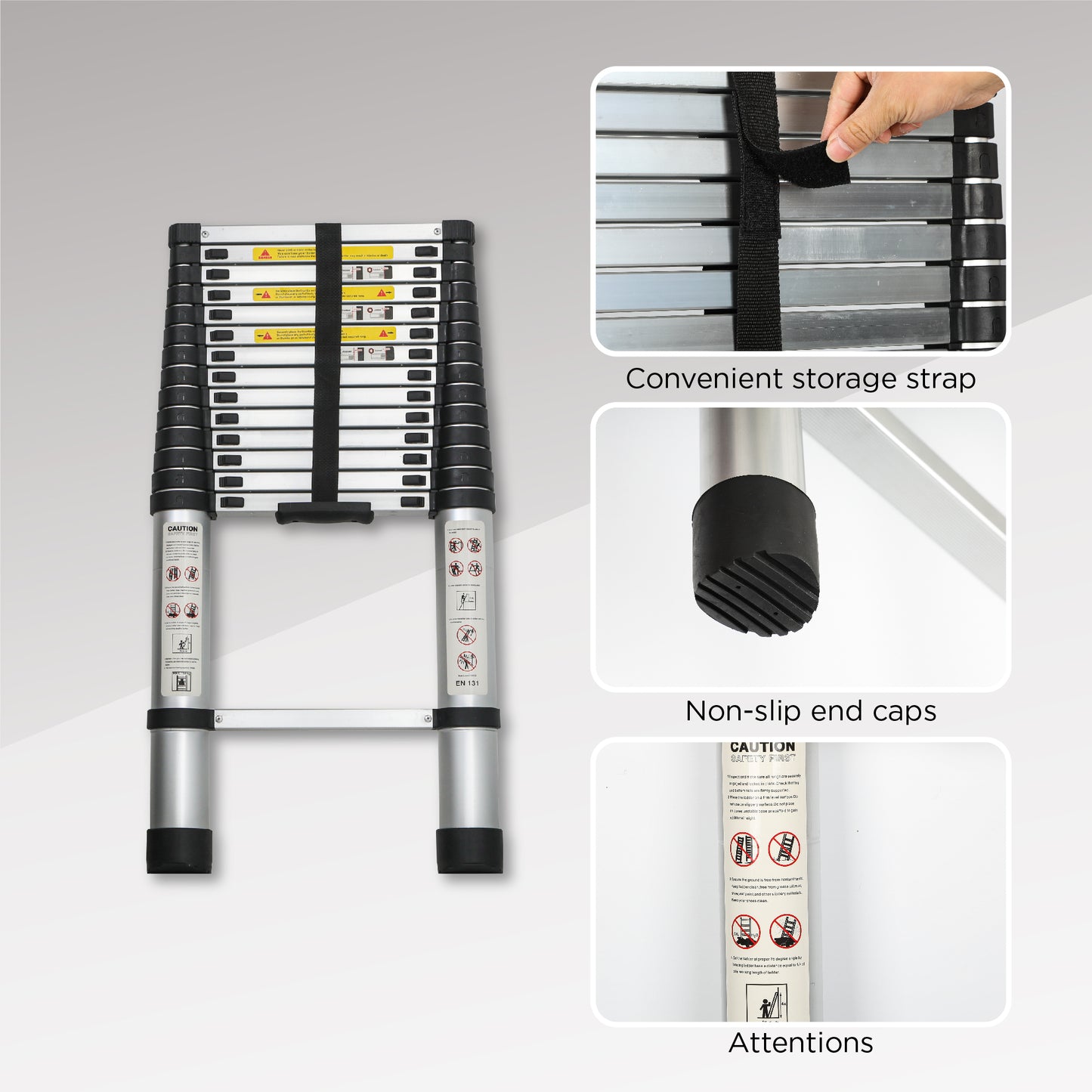 14.5-Inch Aluminum Telescoping Ladder for Outdoor Work - Heavy Duty & Lightweight