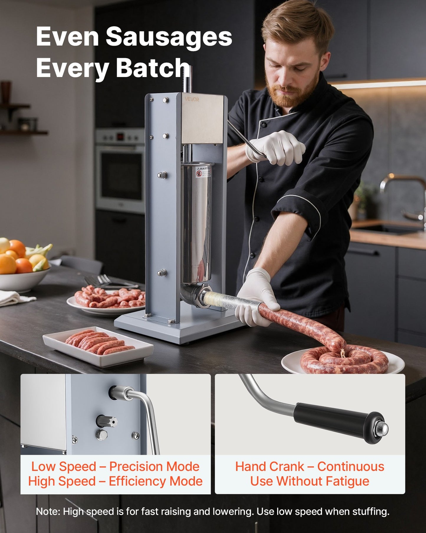 Manual Sausage Stuffer 11 Lb Vertical Meat Filler with 5 Tubes Stainless Steel