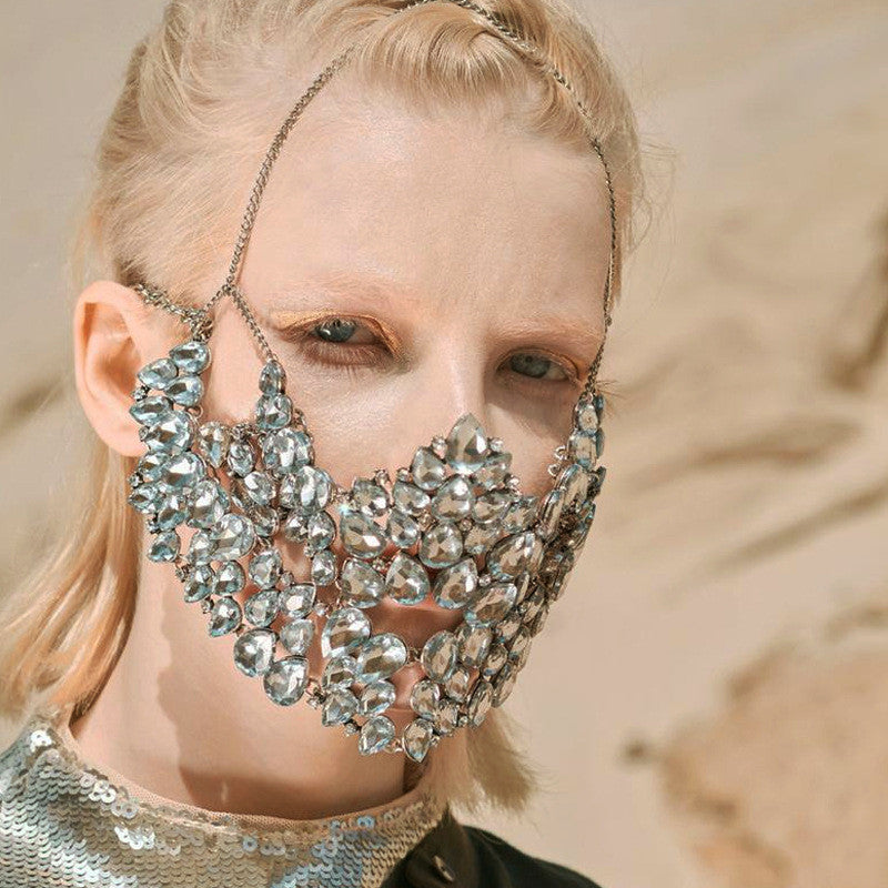 Rhinestone Masquerade Mask - White