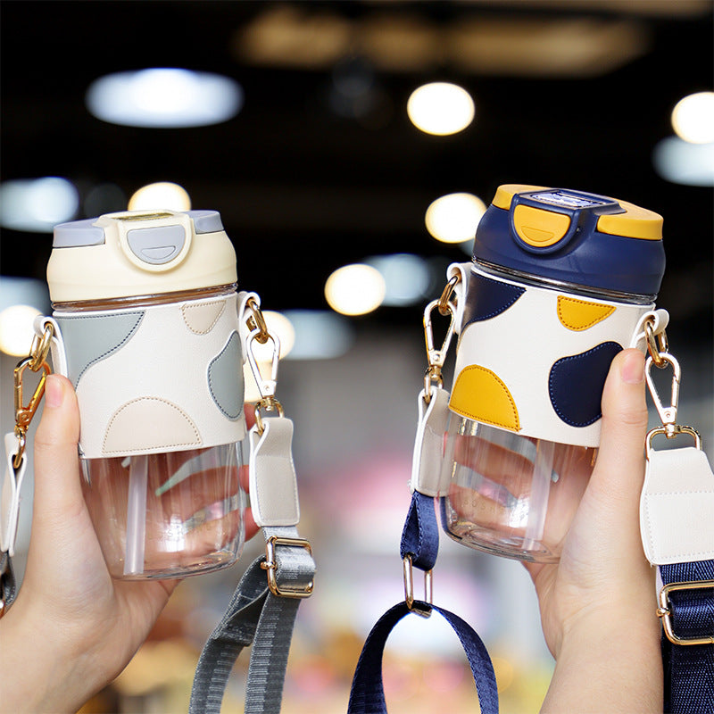Luxury Double Drink Cup with Leather Cover 500ML - Colorful Plastic Travel Mug