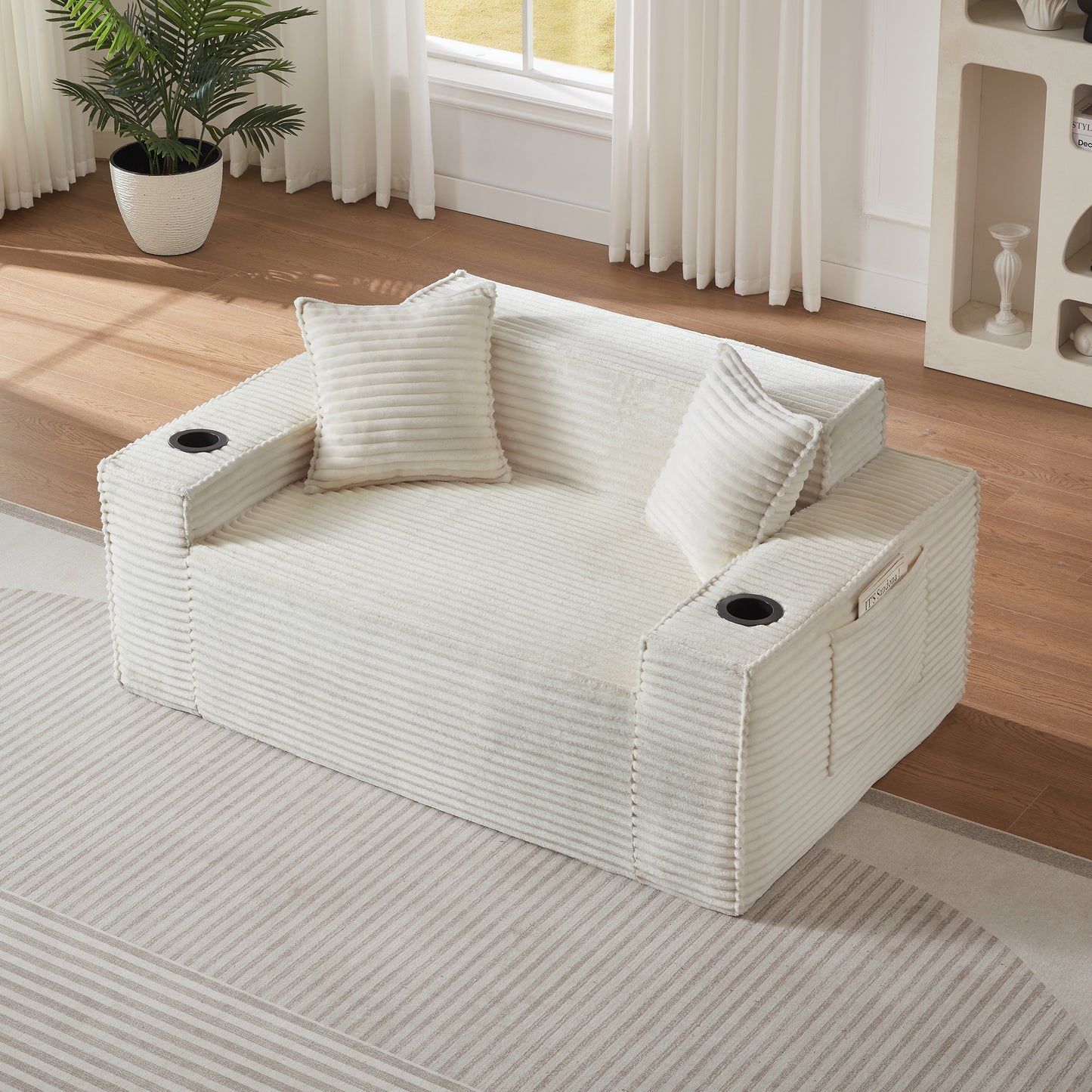 Modern White 2-Seater Sofa - No Assembly Needed, Compact Design