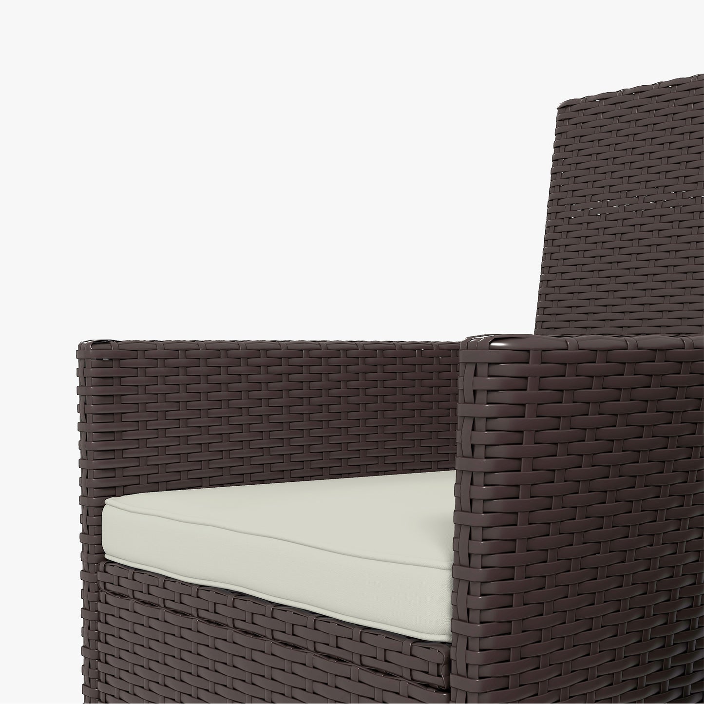 Stackable Rattan Dining Chairs Set with Cushions - Dark Coffee