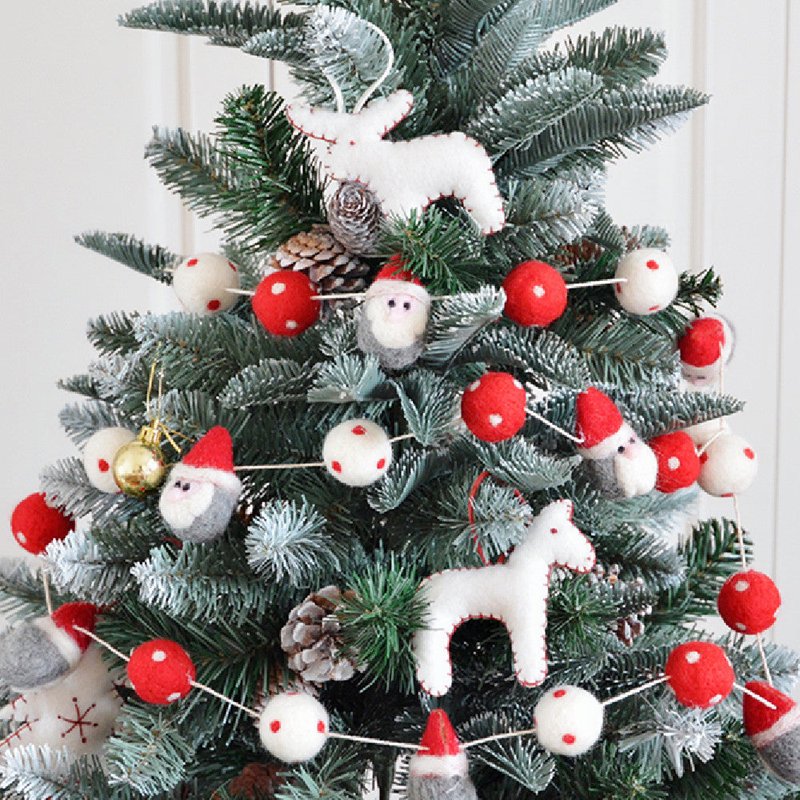 Felt Christmas Tree Hanging String Set - Sheep Felt Holiday Decorations