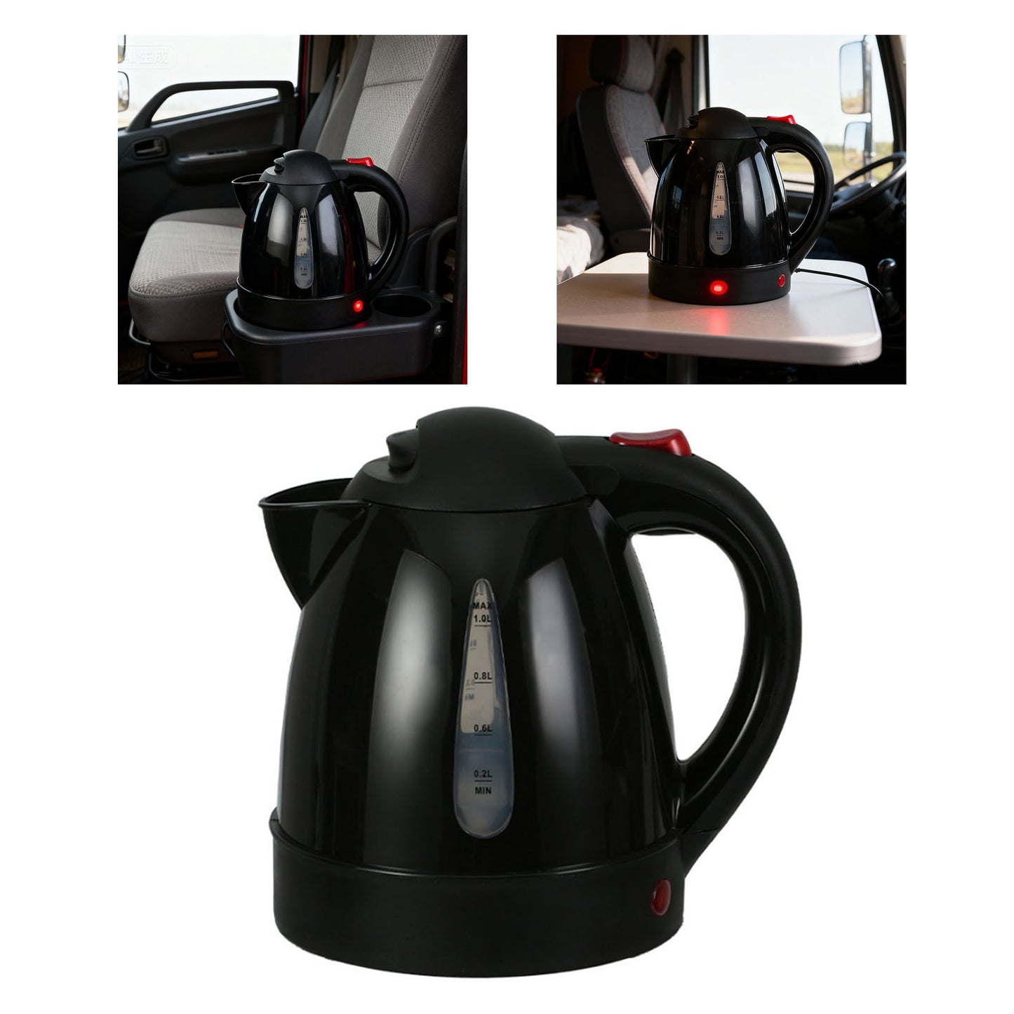 250W Portable Car Electric Kettle 1000ml Heated Water Tea Coffee Auto