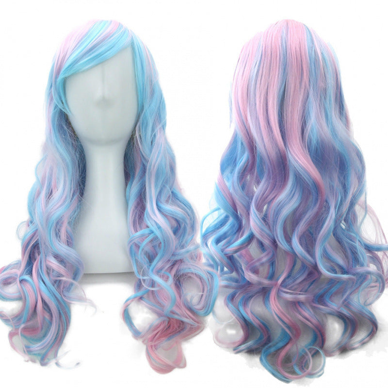 Colorful Synthetic Wig for Dance Parties - Long Curly Cosplay Hair