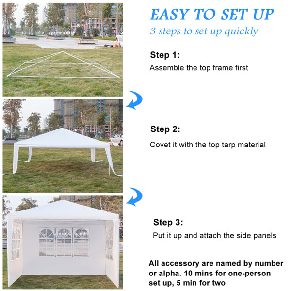 3-Sided Waterproof Event Tent - White, 3x3m