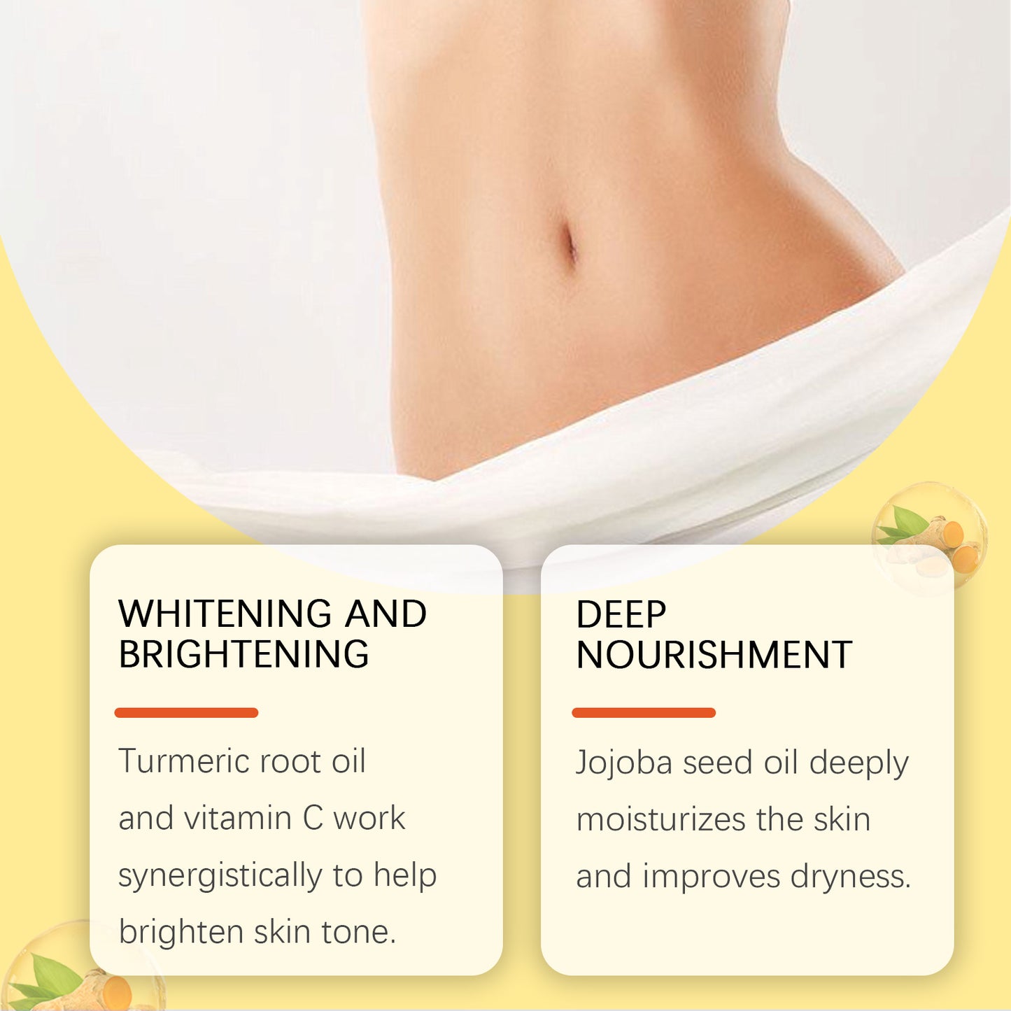 Turmeric Body Oil - Vitamin C Moisturizing Skin Brightening Treatment 100ml
