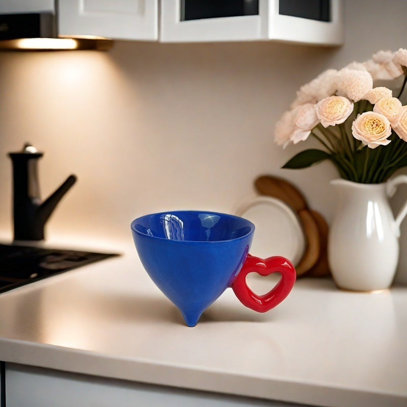 Ceramic Mug with Conical Shape and Solid Color Design - Heat-Resistant, 120ML