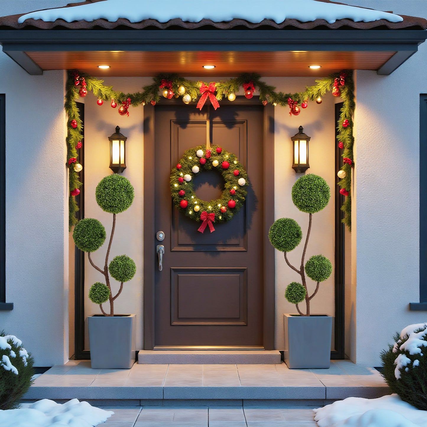 5FT Artificial Boxwood Topiary Tree - Triple Ball Shaped Faux Plant