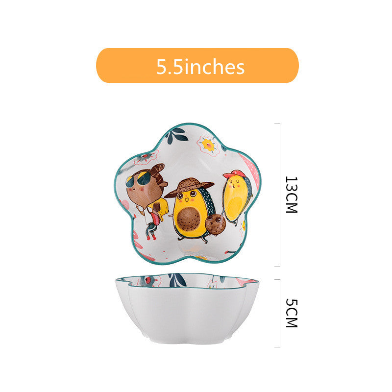Ceramic Tableware Set with Rainforest Pattern - Nordic Style Dinnerware Collection