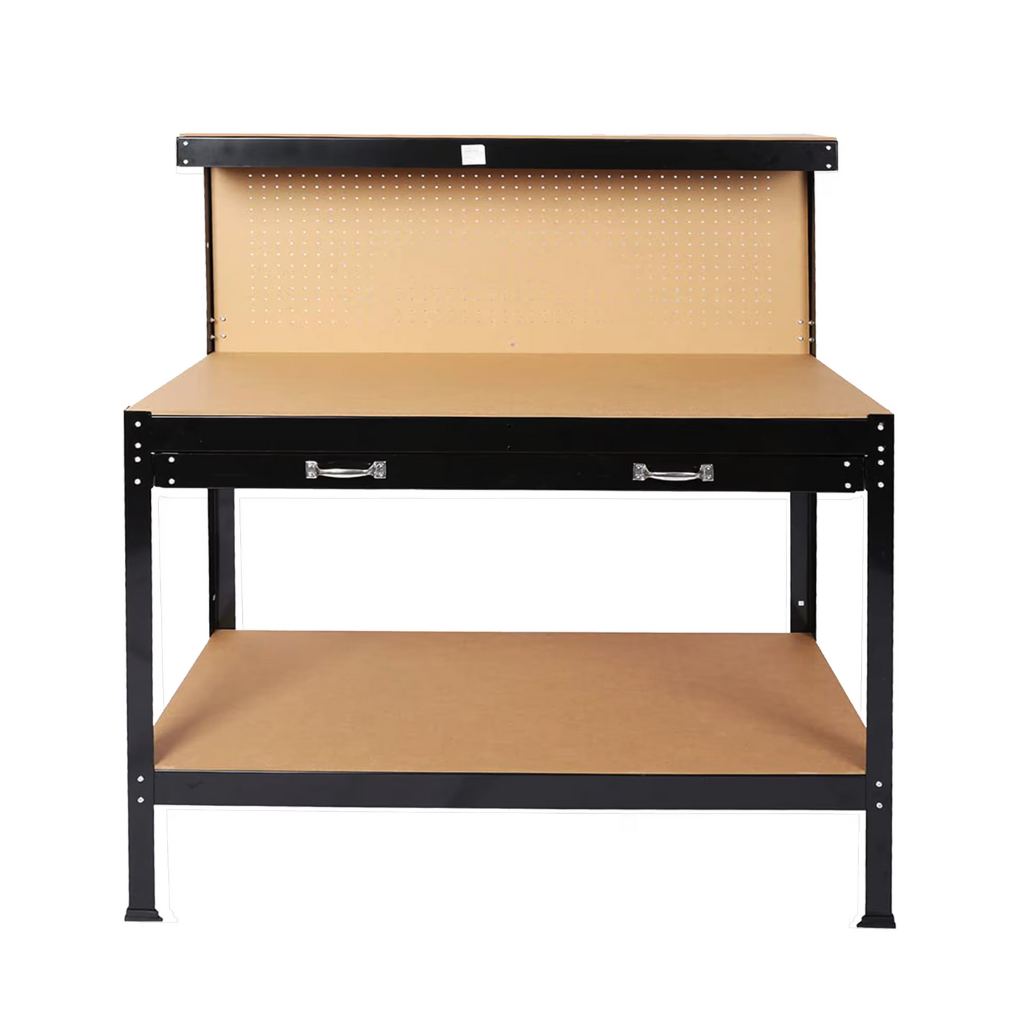 63" Tool Cabinet Workbench Storage with Drawer & Pegboard - Black